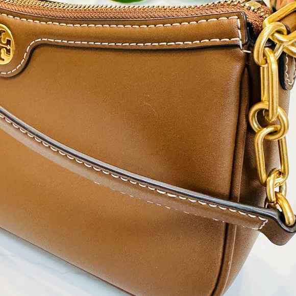 Tory Burch T Monogram Leather Studio Bag in Moose Brown - Picture 7 of 16